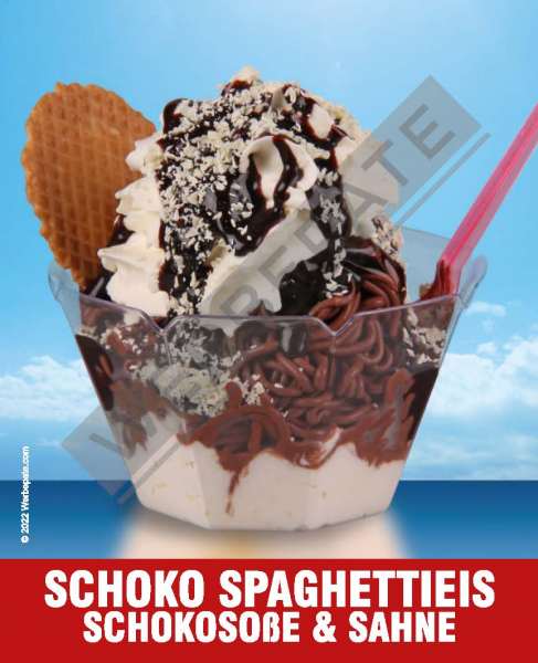 Schoko Spaghettieis mit Sahne Magnetschild