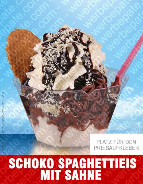 Schoko Spaghetti Eis mit Sahne