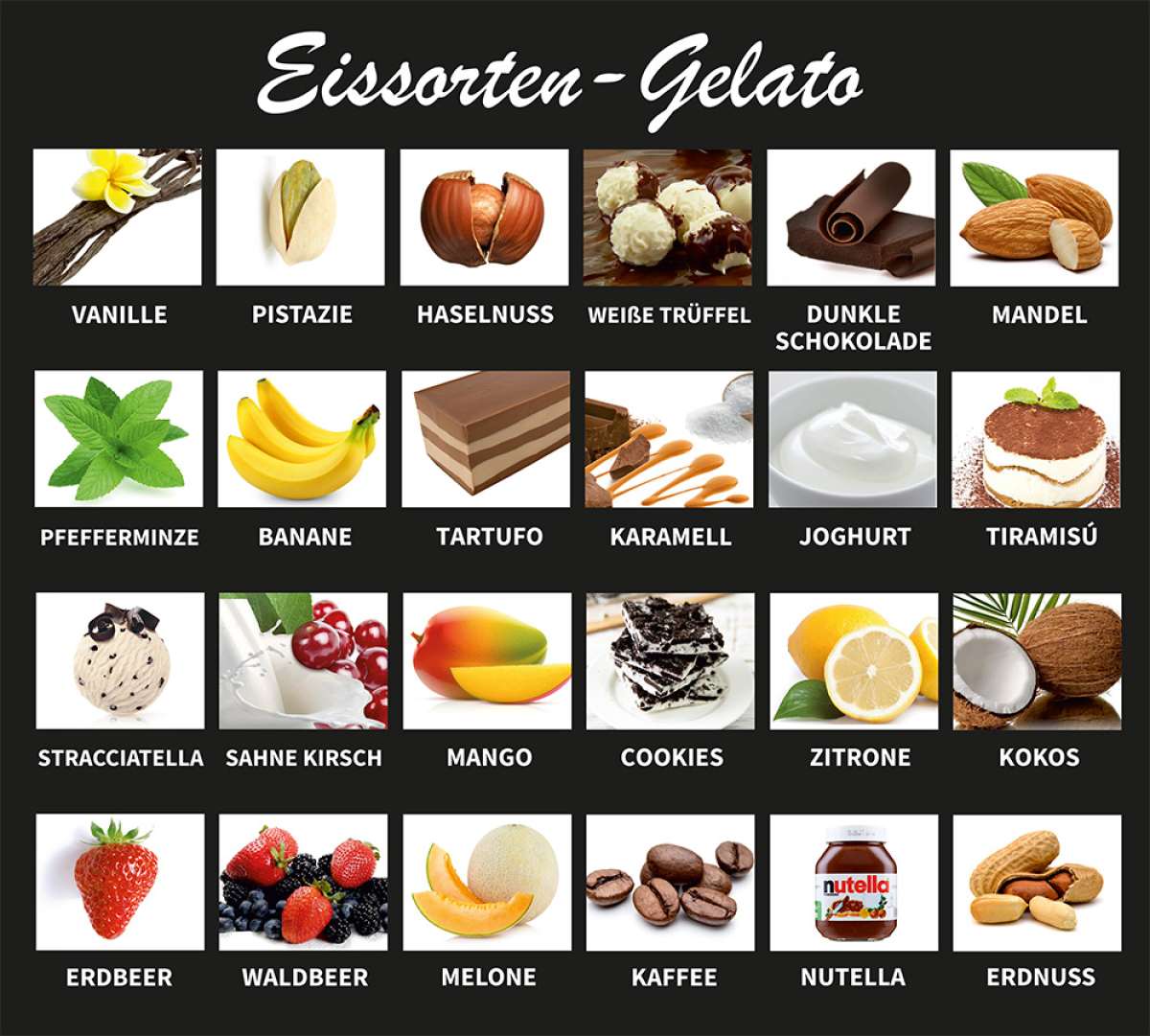 Produkt -Eissorten Schild 100x100cm