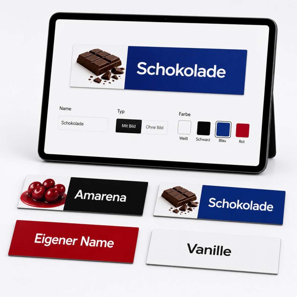 Produkt -Magnetschild mit eigenem Namen