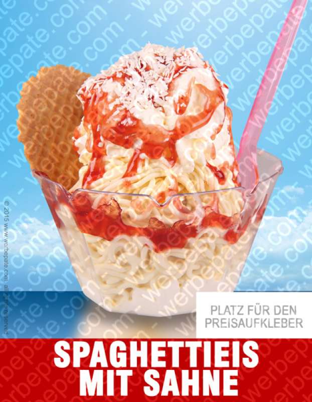 Produkt -Spaghetti Eis mit Sahne